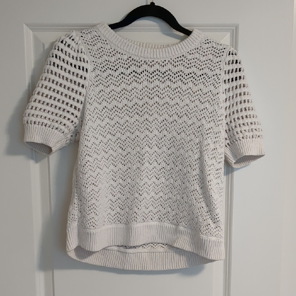 Madewell White Knit Crew Neck Sweater
